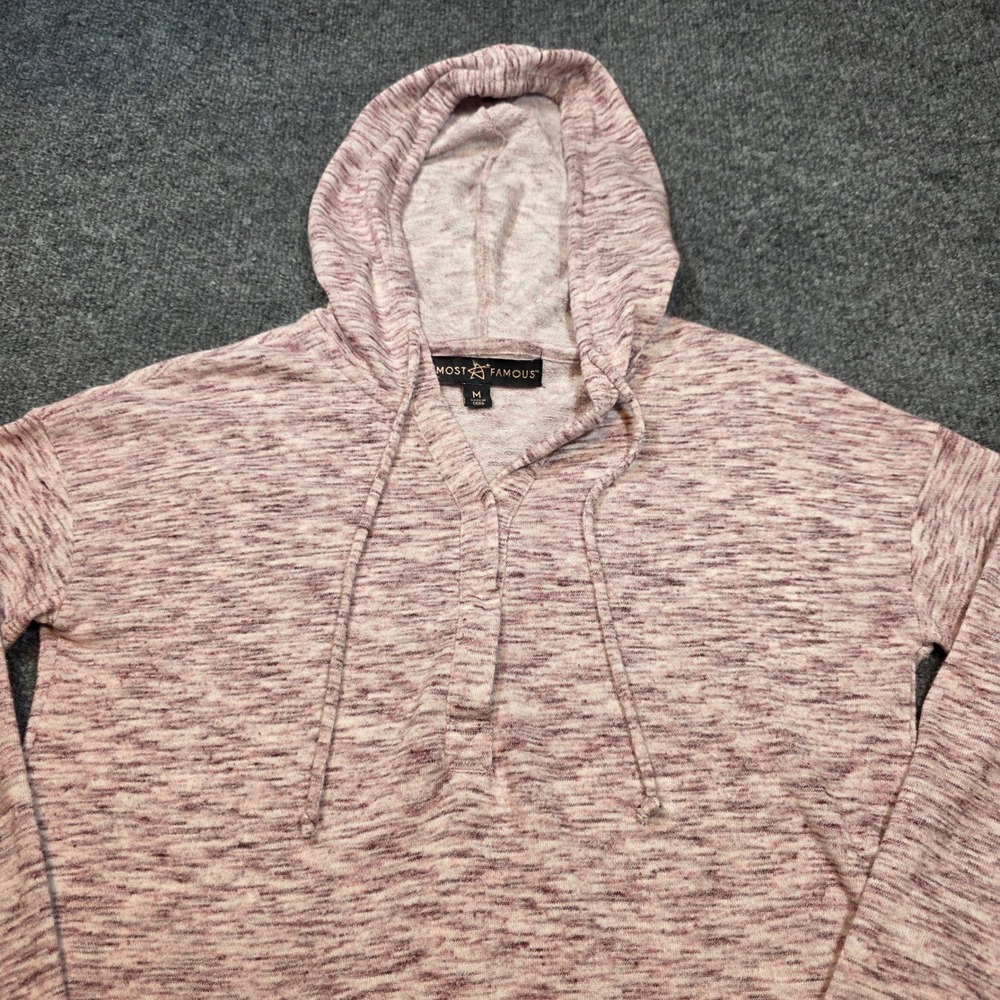 Almost Famous Womens M Space Dye Hoodie Mauve Pink Lightweight Cottagecore Boho - Picture 9 of 14